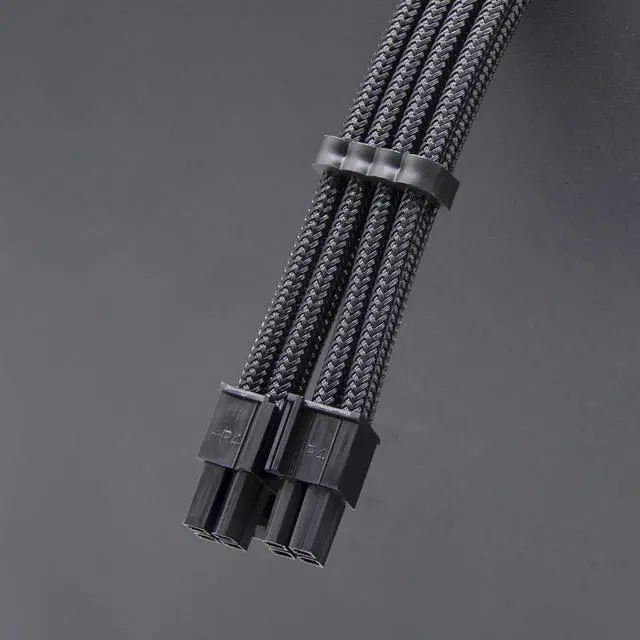 Alt view image 4 of 6 - Hipesen Black Sleeved Cables PSU Extension Kit 18AWG 30cm ATX 24-pin,CPU4+4-pin,PCI-E 6+2-pin,PCI-E 6-pin for ATX Power Supply Cable with Black Cable Comb