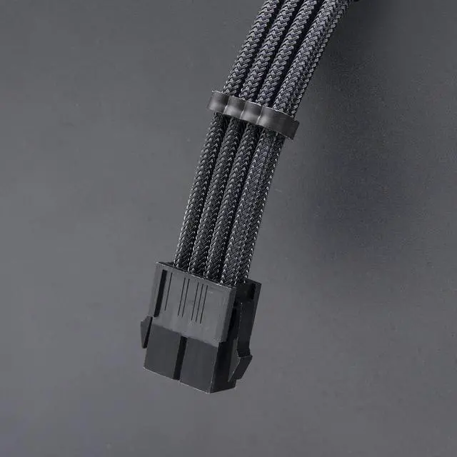 Alt view image 5 of 6 - Hipesen Black Sleeved Cables PSU Extension Kit 18AWG 30cm ATX 24-pin,CPU4+4-pin,PCI-E 6+2-pin,PCI-E 6-pin for ATX Power Supply Cable with Black Cable Comb