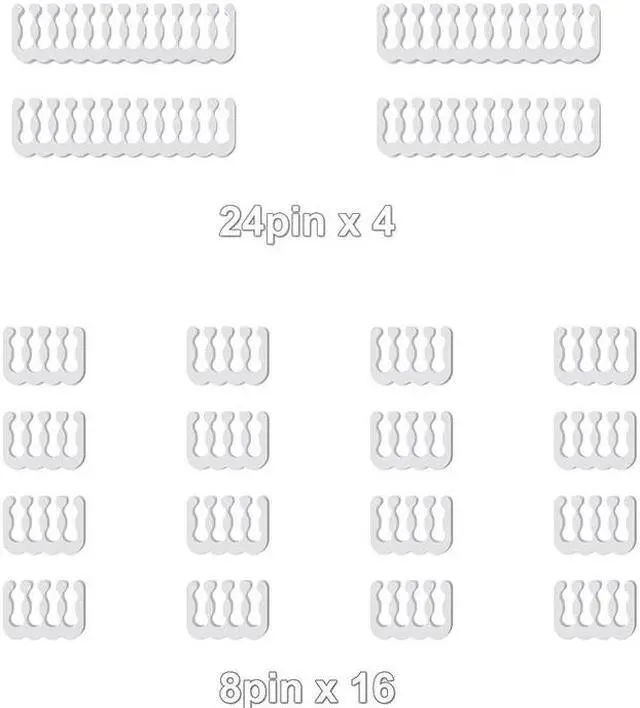 Alt view image 3 of 7 - Hipesen 20 Pieces Set = 24-pin x 4, 8-pin x 16, Cable Comb for 3 mm Cable, Can sleeve Up To 3.4 mm/0.13inch  (Pure White)