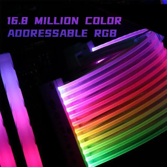 Alt view image 5 of 6 - Qinghai Electronics Addressable RGB PCIe 8Pin Power Extension Cable 18AWG White for Gaming Case - 11.8 Inch, Male to Female, Internal Power Cable