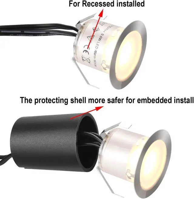 Alt view image 2 of 7 - Recessed LED Deck Light Kits with Protecting Shell f32mm,SMY In Ground Outdoor LED Landscape Lighting IP67 Waterproof,12V Low Voltage for Garden,Yard Steps,Stair,Patio,Floor,Kitchen Decoration