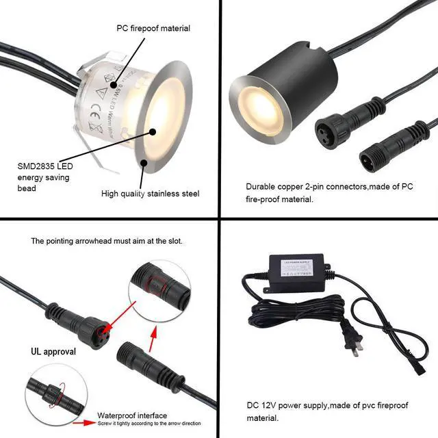 Alt view image 3 of 7 - Recessed LED Deck Light Kits with Protecting Shell f32mm,SMY In Ground Outdoor LED Landscape Lighting IP67 Waterproof,12V Low Voltage for Garden,Yard Steps,Stair,Patio,Floor,Kitchen Decoration