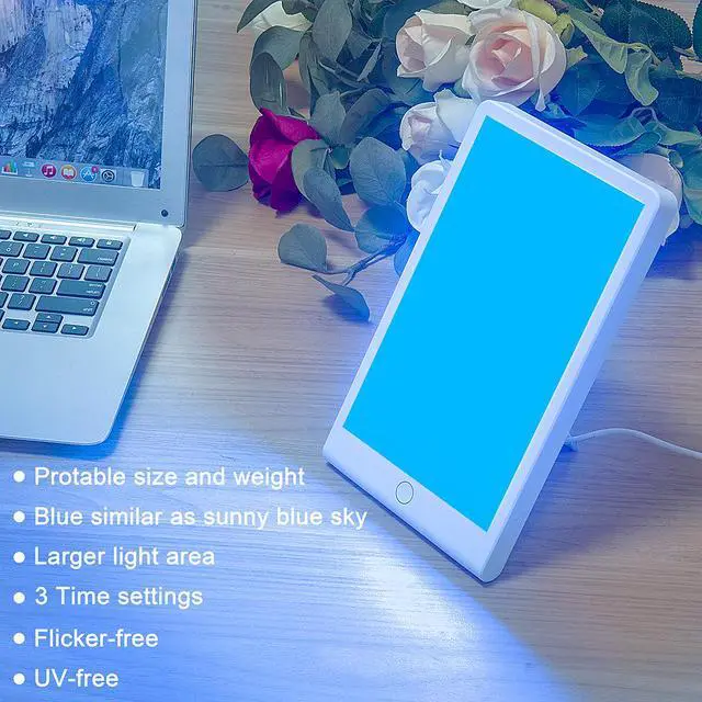 Alt view image 3 of 7 - Light Therapy Lamp, SMY Blue Light Energy Lamp and Adjustable LED Blue Light, Tablet One Touch with Timer, 100% UV Free