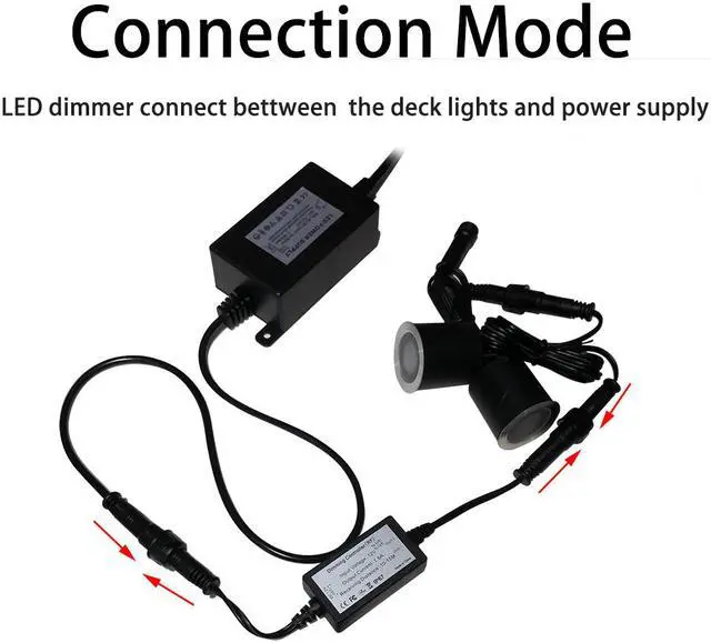 Alt view image 6 of 7 - LED Lights Dimmer, SMY Deck Lights Dimmer with RF Wireless Remote Controller in Waterproof IP67 for Led Lights Dimming with Black Extension Cable DC Male and Female Connectors