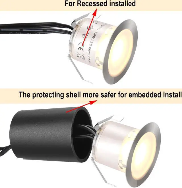 Alt view image 2 of 7 - Recessed LED Deck Light Kits with Protecting Shell f32mm,10Pack SMY In Ground Outdoor LED Landscape Lighting IP67 Waterproof, 12V Low Voltage for Garden,Yard Steps,Stair,Patio,Floor,Kitchen Decoration