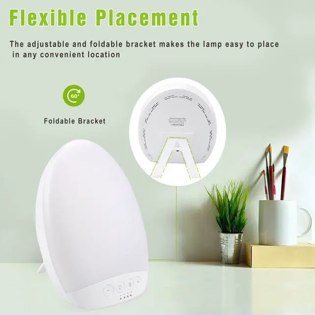 Alt view image 3 of 7 - Light Therapy Lamp, SMY Lighting Unique Design UV-Free 10000 Lux LED Therapy Light, Timer Function, Bright White/Natural/Warm Lights, Adjustable Brightness Levels, Memory Function for a Happy Life