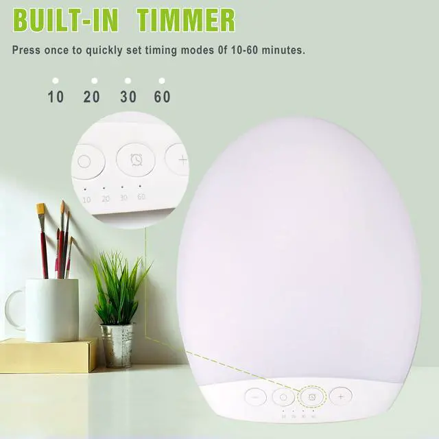 Alt view image 6 of 7 - Light Therapy Lamp, SMY Lighting Unique Design UV-Free 10000 Lux LED Therapy Light, Timer Function, Bright White/Natural/Warm Lights, Adjustable Brightness Levels, Memory Function for a Happy Life