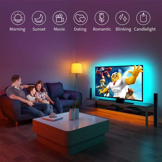Alt view image 5 of 7 - LED TV Backlight,SMY USB LED Strip Light,RGB Multi-Colour LED Light Strip Kit Waterproof IP65, 30LED with Wireless Remote Controller for TV/PC/Laptop Bias Lighting (3.28Ft)