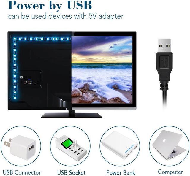 Alt view image 3 of 7 - LED TV Backlight,SMY USB LED Strip Light,RGB Multi-Colour LED Light Strip Kit Waterproof IP65, 30LED with Wireless Remote Controller for TV/PC/Laptop Bias Lighting (3.28Ft)