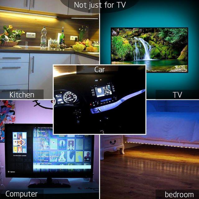 Alt view image 7 of 7 - LED TV Backlight,SMY USB LED Strip Light,RGB Multi-Colour LED Light Strip Kit Waterproof IP65, 30LED with Wireless Remote Controller for TV/PC/Laptop Bias Lighting (3.28Ft)