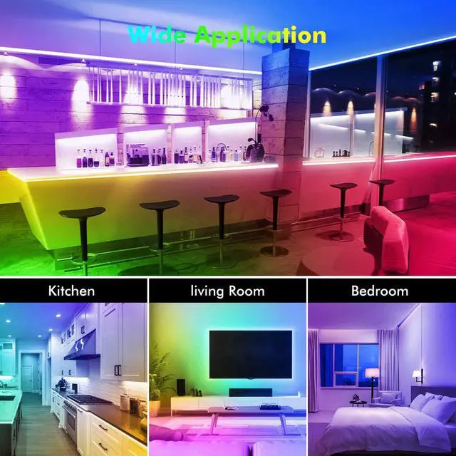 Alt view image 4 of 7 - USB Led Light Strips, SMY Lighting Color Changing Strip Light with Music Sync, Remote, Built-in Mic, Bluetooth App Control, RGB LED Lights for Bedroom, Party, Kitchen, TV, Home Decor( 6.56Ft Music)