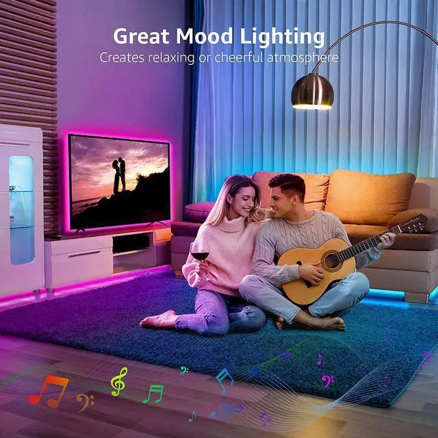 Alt view image 7 of 7 - USB Led Light Strips, SMY Lighting Color Changing Strip Light with Music Sync, Remote, Built-in Mic, Bluetooth App Control, RGB LED Lights for Bedroom, Party, Kitchen, TV, Home Decor( 6.56Ft Music)