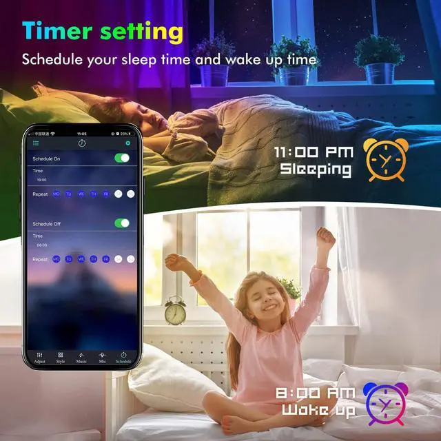 Alt view image 6 of 7 - USB Led Light Strips, SMY Lighting Color Changing LED Strip Light with Music Sync,Remote, Built-in Mic, Bluetooth App Control, RGB LED Lights for Bedroom, Party, Kitchen, TV, Home Decor( 16.5Ft Music)