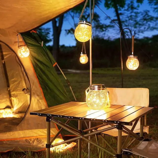 Alt view image 5 of 6 - SMY Solar Lanterns, 2 Pack Outdoor Lanterns with 30 LED Waterproof Solar Easter Lights Garden Decoration Yard Solar Lights Outdoor Decoration Backyard Solar Lanterns Outdoor Hanging (Warm Light)