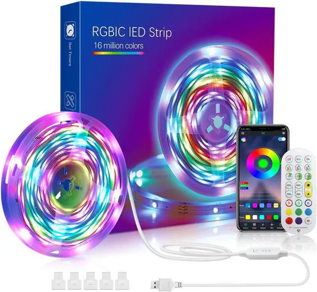 Main image of USB Led Light Strips, SMY Lighting Color Changing LED Strip Light with Music Sync,Remote, Built-in Mic, Bluetooth App Control, RGB LED Lights for Bedroom, Party, Kitchen, TV, Home Decor( 16.5Ft Music)