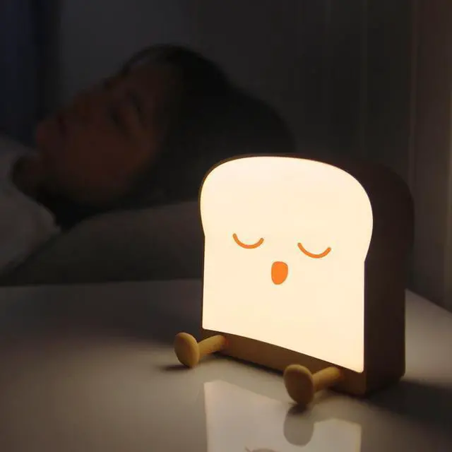 Main image of Cute Nightlight Toast LED Nightlight Rechargeable and Timer Portable Bedroom Bedside Lamp A Gift for Girls, Boys, Kids, Women