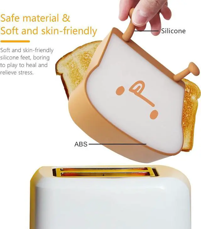 Alt view image 3 of 7 - Cute Nightlight Toast LED Nightlight Rechargeable and Timer Portable Bedroom Bedside Lamp A Gift for Girls, Boys, Kids, Women