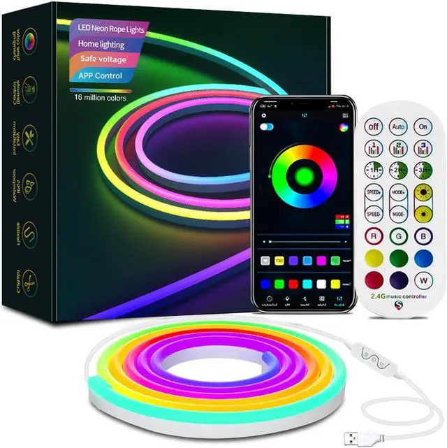 Main image of SMY Lighting DC5V RGBIC Neon Lights with Bluetooth app with 24-key remote waterproof neon lights with RGB TV for  outdoor decorative lighting