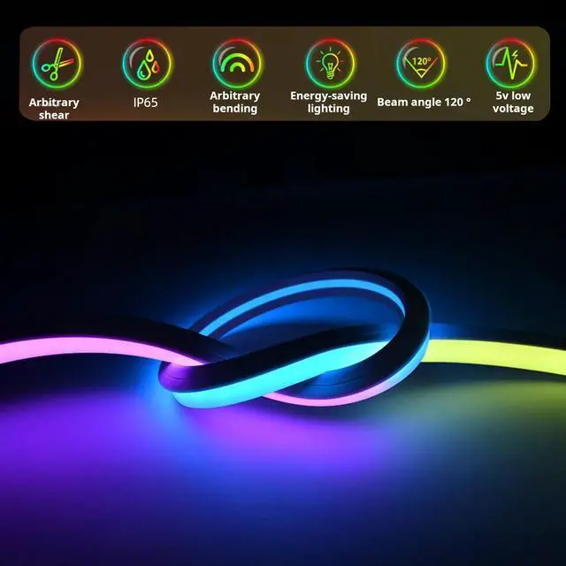 Alt view image 3 of 7 - SMY Lighting DC5V RGBIC Neon Lights with Bluetooth app with 24-key remote waterproof neon lights with RGB TV for  outdoor decorative lighting