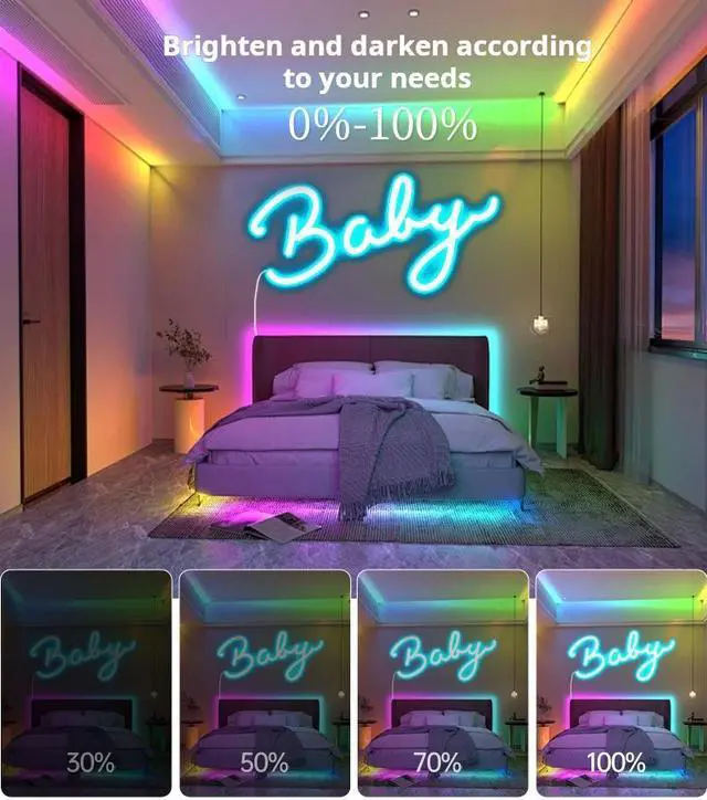 Alt view image 5 of 7 - SMY Lighting DC5V RGBIC Neon Lights with Bluetooth app with 24-key remote waterproof neon lights with RGB TV for  outdoor decorative lighting