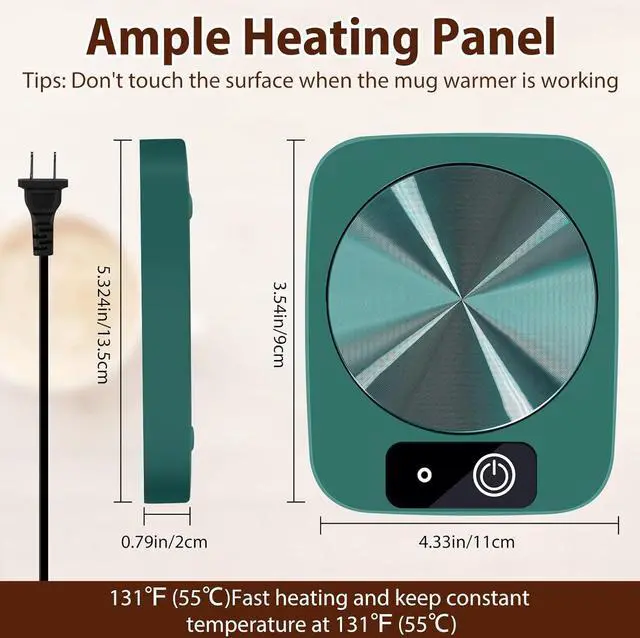 Alt view image 6 of 7 - Mug Warmer for Coffee, Electric Coffee Warmer for Desk with Automatic Constant Temperature, with Aluminum Metal Panel for Heating Coffee, Beverage, Milk, Tea and Hot Chocolate (No Cup)