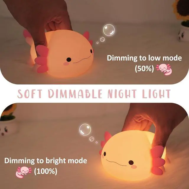 Alt view image 2 of 7 - SMY Lighting Cute Salamander Silicone Night Light, Timed Dimming Rechargeable LED Night Light