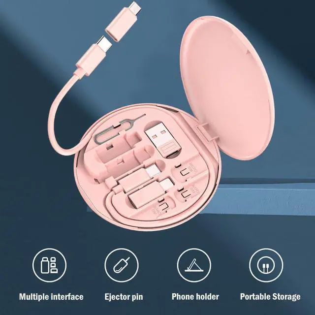 Alt view image 3 of 7 - USB C Adapter OTG Cable Kit, Multi Charging Cable Case Convertor USB C to iOS Device/Type C/Micro/USB A Adapter, Data Transfer Contains Card Slot for Traveling, Use as Phone Holder White