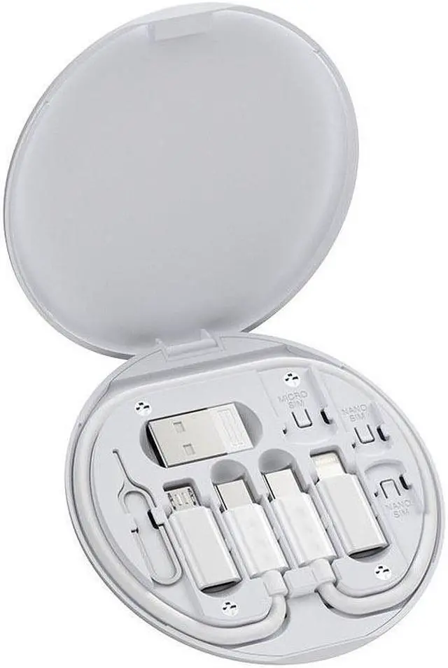 Main image of USB C Adapter OTG Cable Kit, Multi Charging Cable Case Convertor USB C to iOS Device/Type C/Micro/USB A Adapter, Data Transfer Contains Card Slot for Traveling, Use as Phone Holder White
