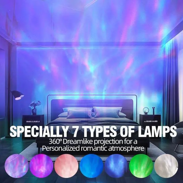Alt view image 2 of 7 - Night Lights Bluetooth Speaker, Northern Lights Ocean Wave Projector Light, White Noise Aurora Projector for Home Decor/Relaxation/Party/Music/Gift (Blue)