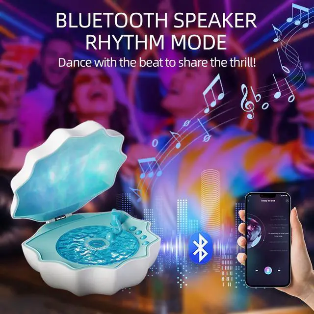 Alt view image 6 of 7 - Night Lights Bluetooth Speaker, Northern Lights Ocean Wave Projector Light, White Noise Aurora Projector for Home Decor/Relaxation/Party/Music/Gift (Blue)