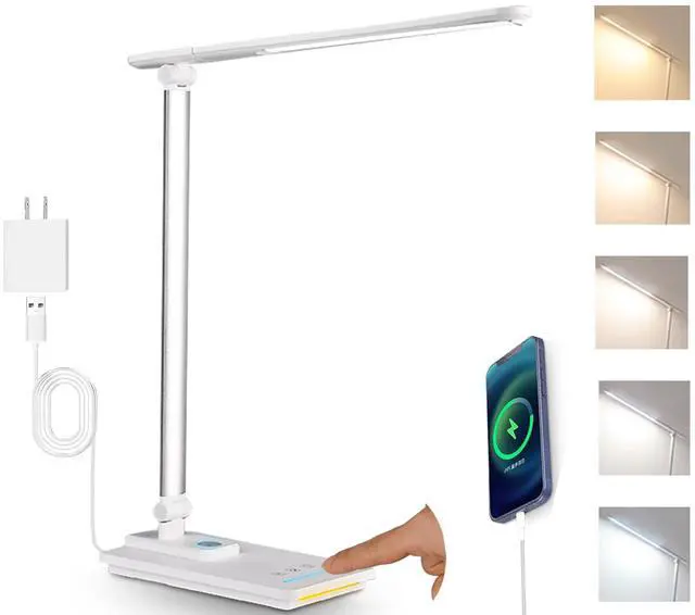 Main image of LED Desk Lamp with 5 Color Temperatures | Sliding Stepless Dimming & One-Touch Timer | Foldable & Portable Design for Office/Study/Nail Art | USB Charging & Four-Axis Rotation for Small Desks
