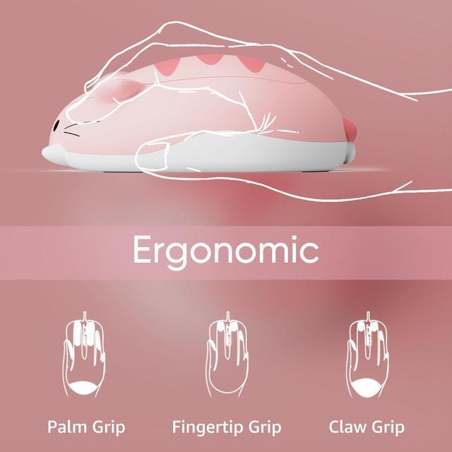 Alt view image 2 of 7 - Wireless gaming mouse pink, suitable for computers/laptops/desktops/PCs, Mac/Win compatible