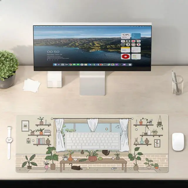 Alt view image 2 of 7 - Gaming Laptop Mouse Pad, Big Mice Pads PC Keyboard and Non-Slip 31.5 x 11.8inches 3mm Thick Kawaii Cat