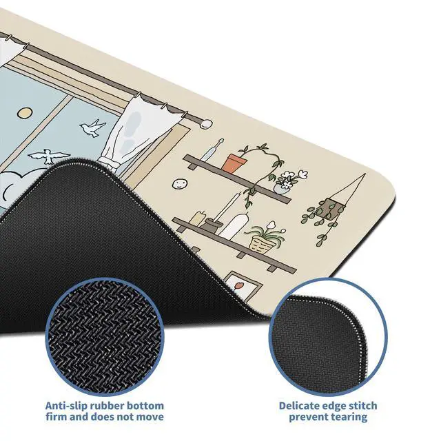 Alt view image 5 of 7 - Gaming Laptop Mouse Pad, Big Mice Pads PC Keyboard and Non-Slip 31.5 x 11.8inches 3mm Thick Kawaii Cat