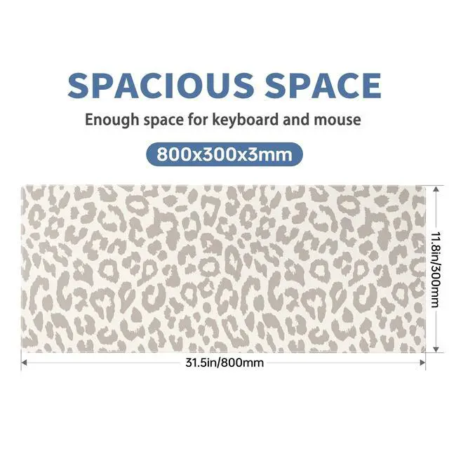 Alt view image 3 of 7 - Gaming Laptop Mouse Pad, Big Mice Pads PC Keyboard and Non-Slip 31.5 x 11.8inches 3mm Thick Light Leopard Print