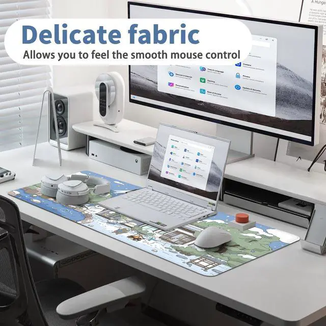 Alt view image 6 of 6 - Gaming Laptop Mouse Pad, Big Mice Pads PC Keyboard and Non-Slip 31.5 x 11.8inches 3mm Thick Snow Bear