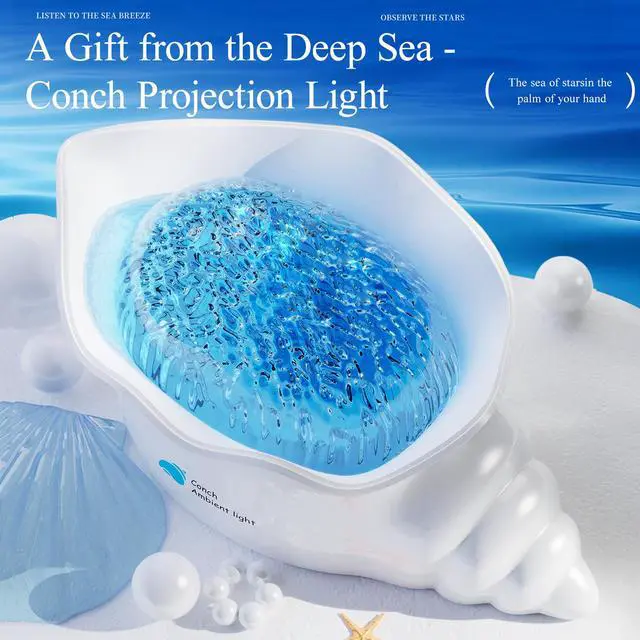 Alt view image 2 of 5 - Starry Sky Projection Lamp, Northern Lights Dynamic Water Wave Atmosphere Lamp A Gift from the Deep Sea Conch Projection Light