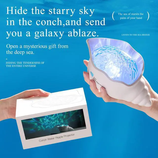 Alt view image 3 of 5 - Starry Sky Projection Lamp, Northern Lights Dynamic Water Wave Atmosphere Lamp A Gift from the Deep Sea Conch Projection Light