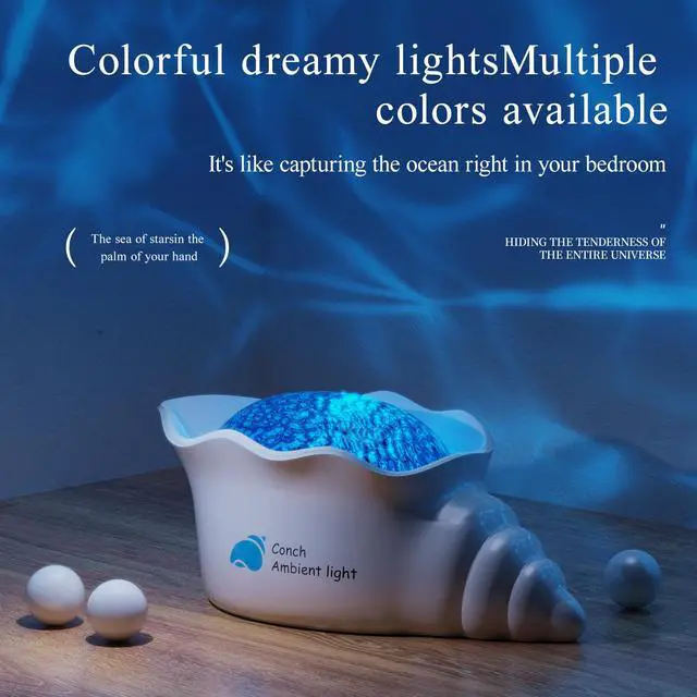 Alt view image 4 of 5 - Starry Sky Projection Lamp, Northern Lights Dynamic Water Wave Atmosphere Lamp A Gift from the Deep Sea Conch Projection Light
