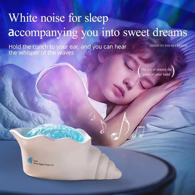 Alt view image 5 of 5 - Starry Sky Projection Lamp, Northern Lights Dynamic Water Wave Atmosphere Lamp A Gift from the Deep Sea Conch Projection Light