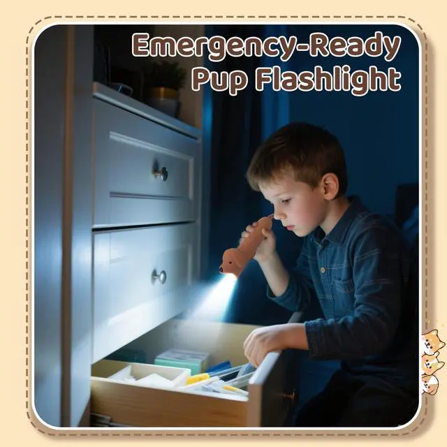 Alt view image 6 of 7 - Cute Dog Dimmable Silicone Flashlight, Portable Animal Flashlights with Hanging Strap, Compact Rechargeable Camping Light for Hiking Emergencies and Outdoor Use