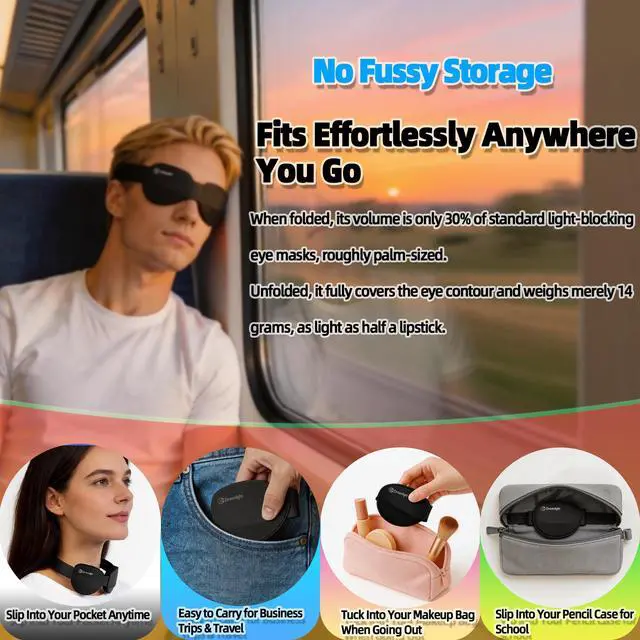 Alt view image 3 of 7 - Sleep Mask,3D Light Blocking, Soft Foldable Travel Eye Mask for Men Women