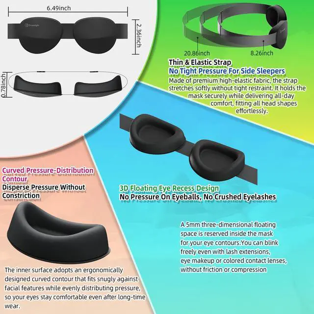 Alt view image 6 of 7 - Sleep Mask,3D Light Blocking, Soft Foldable Travel Eye Mask for Men Women