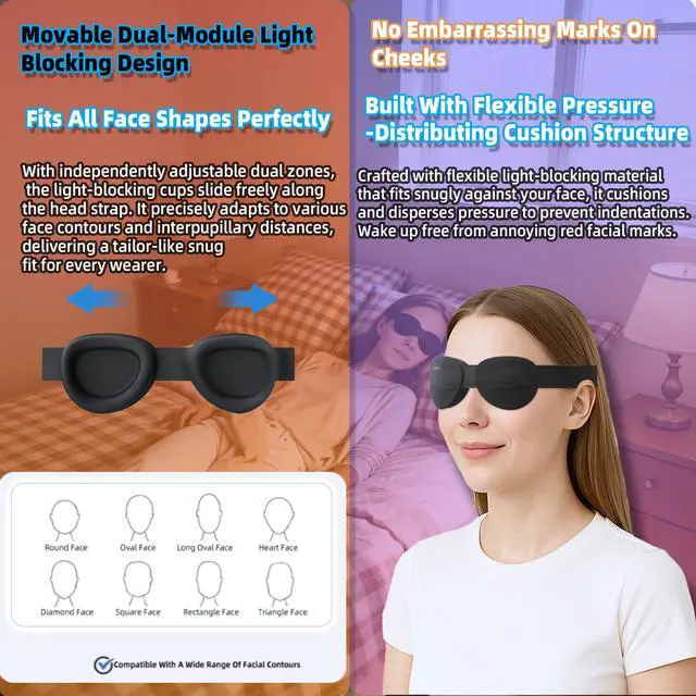 Alt view image 7 of 7 - Sleep Mask,3D Light Blocking, Soft Foldable Travel Eye Mask for Men Women