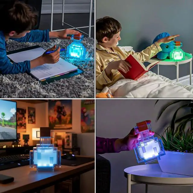 Alt view image 4 of 7 - Pixel Style Potion Bottle Lamp 15 Color, Interactive RGB Night Light with Shake Activated Color Changing, USB Rechargeable Magic Potion LED Desk Lamp for Room Decor, Kids Boys Gaming Fans Gifts