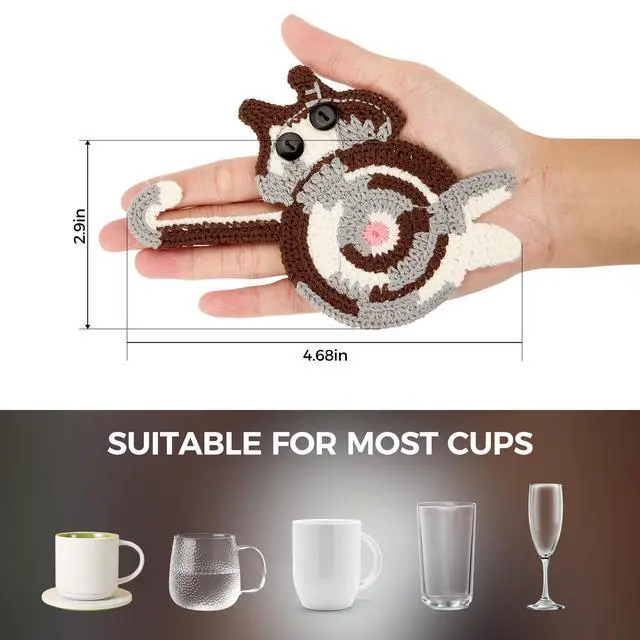 Alt view image 2 of 7 - Gifts for Cat Lovers 3PCS Coaster Woven Creative Cat Coaster