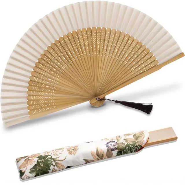Main image of 8.27"(21cm) Hand Held Bamboo Silk Folding Fan Foldable Hand Fan,Chinese/Japanese Charming Elegant Vintage Retro Style,Women Ladys Girls Best Gifts,Brown