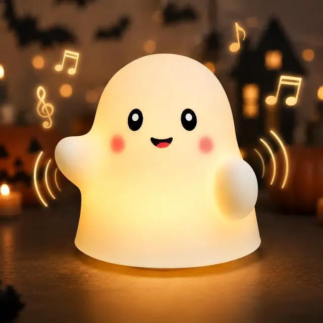 Main image of Cute Ghost Night Light for Kids, Interactive Toy Ghost with Music