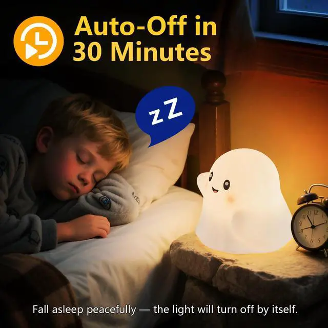 Alt view image 4 of 7 - Cute Ghost Night Light for Kids, Interactive Toy Ghost with Music