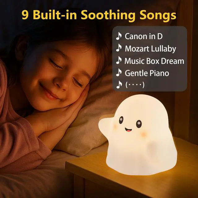 Alt view image 6 of 7 - Cute Ghost Night Light for Kids, Interactive Toy Ghost with Music